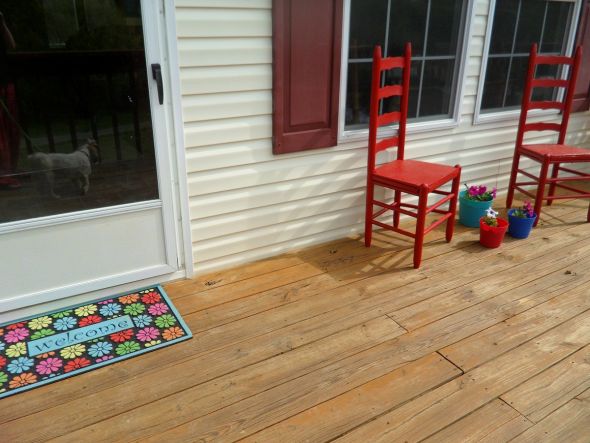 Yard & Deck Improvements so far ...PIC HEAVY :  wedding New MAt Painted Chairs