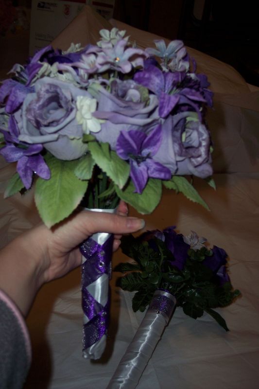 my DIY Fake Flower Bouquets :  wedding diy flowers purple fake flowers diy bouquets The Wrap With Bling
