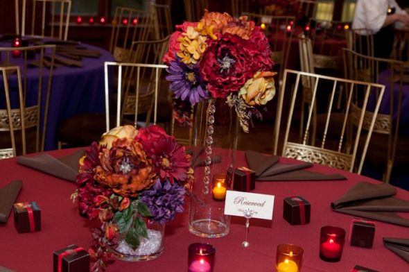 Floral CenterpiecesJewel Tones Gorgeous wedding red purple deep jewel 