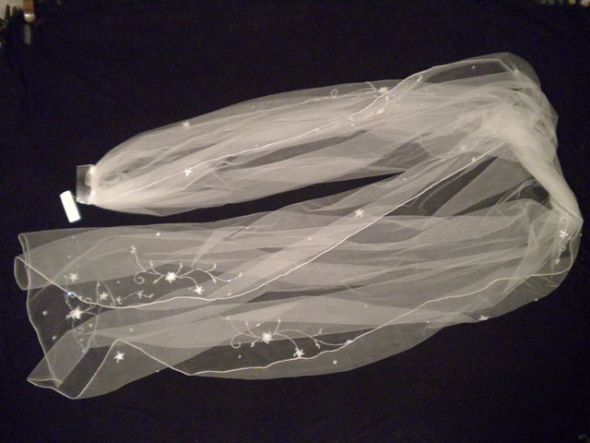 Beautiful Cathedral Length White Veil with Sparkling Embellishments! NWT :  wedding veil 2b