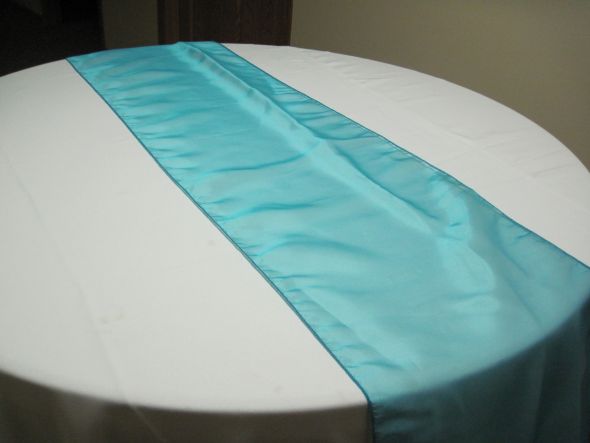 30 Turquoise Organza Table Runners $4 each : wedding turquoise table runners IMG 0724