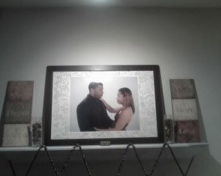 Did you hang a large wedding picture in your home? :  wedding Fireplacepic