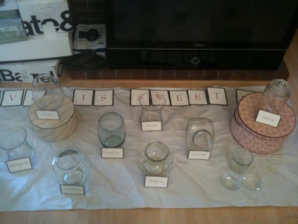 Glass Jars for Candy Buffet - $69 for 10 jars, scoops, lids, bags :  wedding glass jars candy buffet san francisco bay area candy IMG 1739