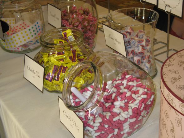 Glass Jars for Candy Buffet - $69 for 10 jars, scoops, lids, bags :  wedding glass jars candy buffet san francisco bay area candy Candy Jars Reception