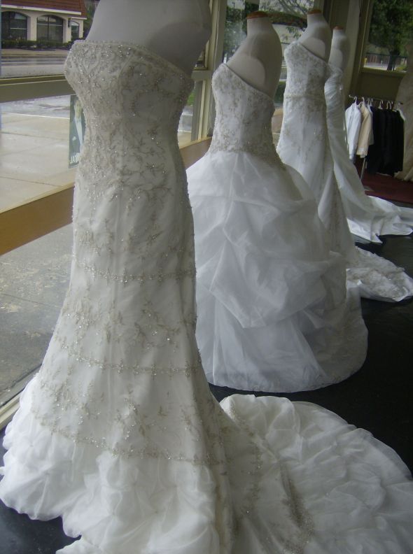 Bridal Mermaid Bridal Gown size 14 Ivory 60000 wedding bling organza