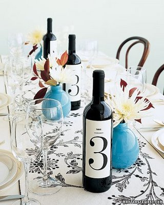 what can i buy to put on my tables to say which table number it is? :  wedding Tablenumberbottle