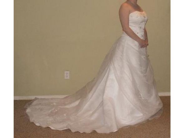 HELP PLEASE!!! Do I need to buy a new dress?! Wedding's in two months. :  wedding is this a good summer wedding dress David S Bridal A Line T8823 White 2008 50053