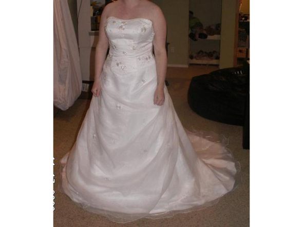 HELP PLEASE!!! Do I need to buy a new dress?! Wedding's in two months. :  wedding is this a good summer wedding dress David S Bridal A Line T8823 White 2008 50054