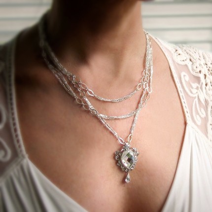 Opinion on this necklace/earrings with my dress...too much? : wedding Necklace2