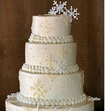 winter wedding cakes snowflakes