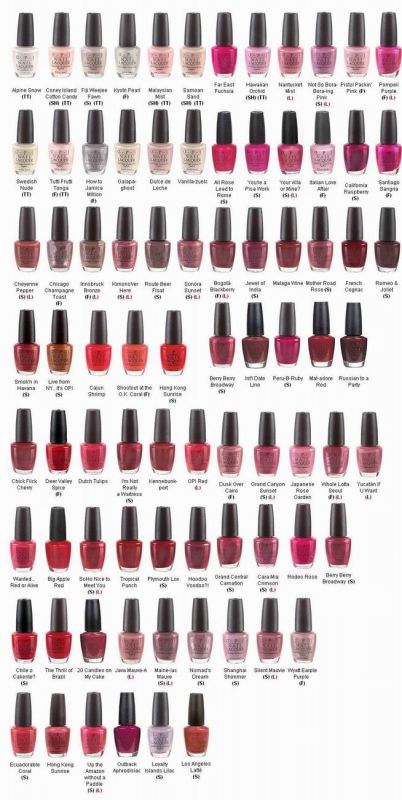 what color toes with blue shoes? :  wedding Opi Color Chart 1