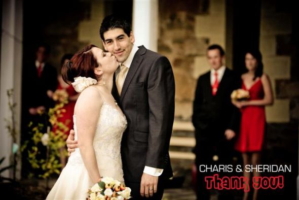 I finished our thank yous.. and they are now mailed! what a relief! :  wedding thank you THANKYOU Small