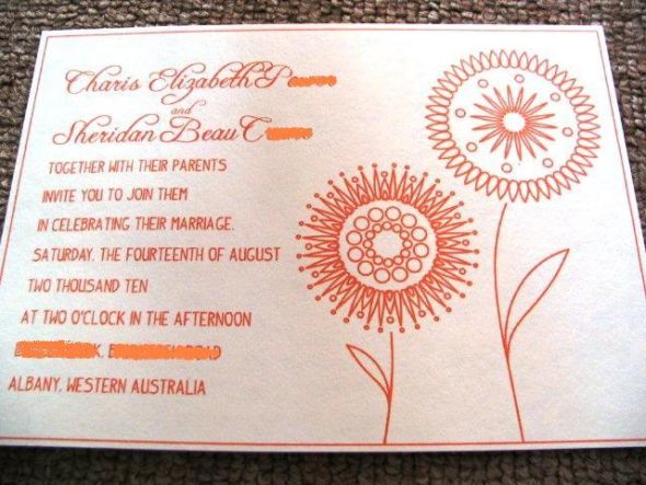 Ecru zfold invitation names on front wedding date on last panel wording