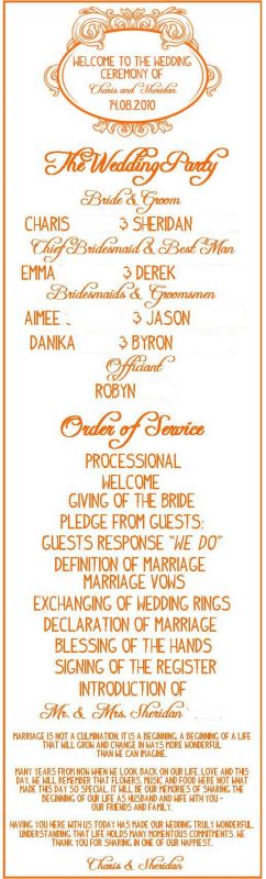 Finished my wedding program! yay! (pics inc) :  wedding wedding program Programfinal2