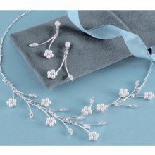 Searching for the right necklace... : wedding necklace ivory blue davids bridal 1 horizon blue topaz pearls rosette hydrangea Vine Necklace