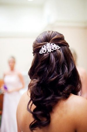 Which hairpiece will bring the whole look together? Pic Heavy! :  wedding hair comb flowers rhianna royale Down Hair 6 M