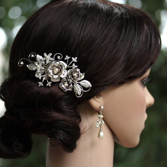 Which hairpiece will bring the whole look together? Pic Heavy! :  wedding hair comb flowers rhianna royale Flower Comb