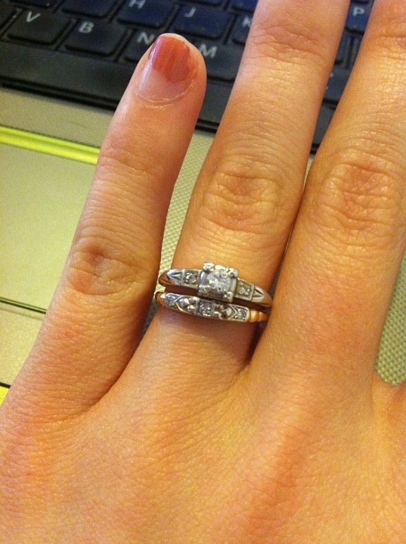 My vintage wedding band c early 1950s has small accent diamonds to ...
