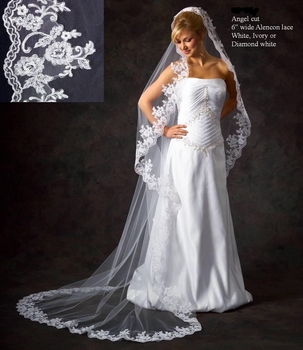 Ivory Alencon Lace Cathedral Length Veil : wedding veil alencon lace cathedral wedding accessories Cath Use