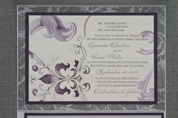 SemiDIY Invitations wedding purple ivory silver invitations Invitecloseup