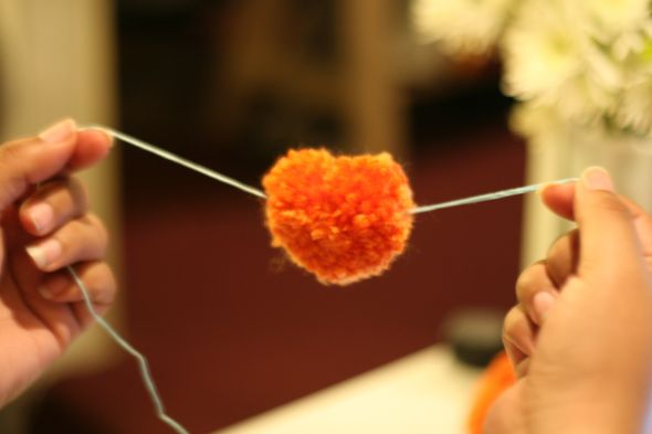Heart Pom Pom Garland :  wedding teal diy IMG 3341