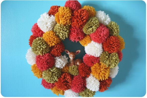 Heart Pom Pom Garland : wedding teal diy Bluebirdvintage.typepad.com Pom Pom Wreath