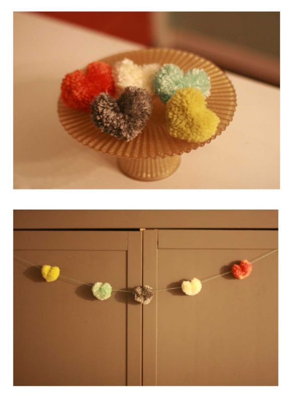 Heart Pom Pom Garland :  wedding teal diy Pom Pom Blog Pic Edited 1