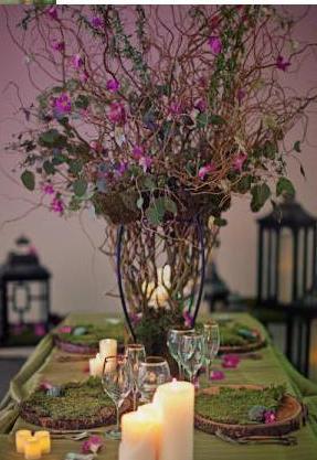 WHERE ON EARTH did i see THIS! Calling all bees for help :) :  wedding florist centerpiece find branches flowers moss Lovely