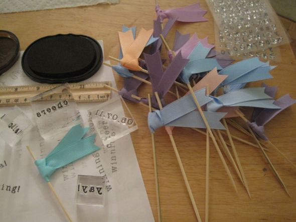 Happy Ribbon Drink Flags :  wedding drink flag drink stirrer diy reception IMG 3098