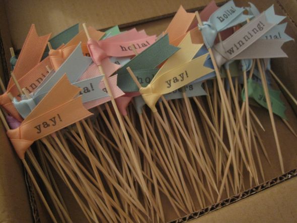 Happy Ribbon Drink Flags :  wedding drink flag drink stirrer diy reception IMG 3110