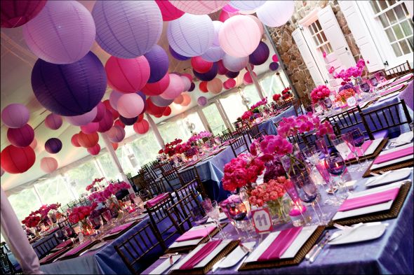 pink and purple wedding cake
