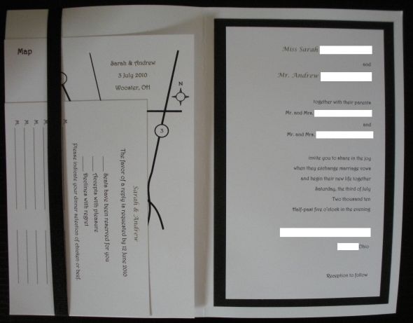 DIY Invitations Black Ivory with Green Accents wedding invitations 