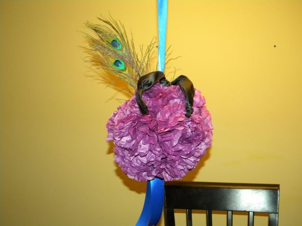 Be honest - does this look cheap? :  wedding pomanders diy peacock My Wedding Ball
