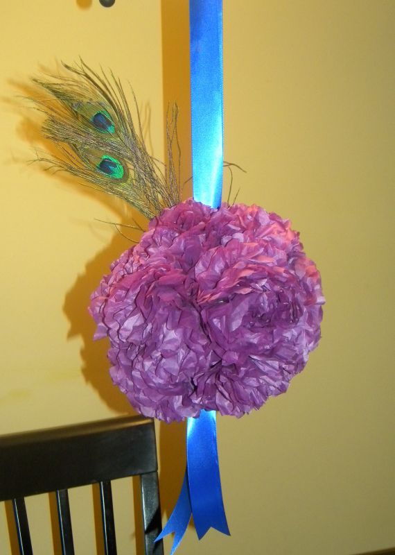 Be honest - does this look cheap? :  wedding pomanders diy peacock Without Ribbon