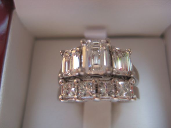 Please show me your wedding bands with three stones e-rings!! :  wedding rings three stones wedding bands IMG 6134