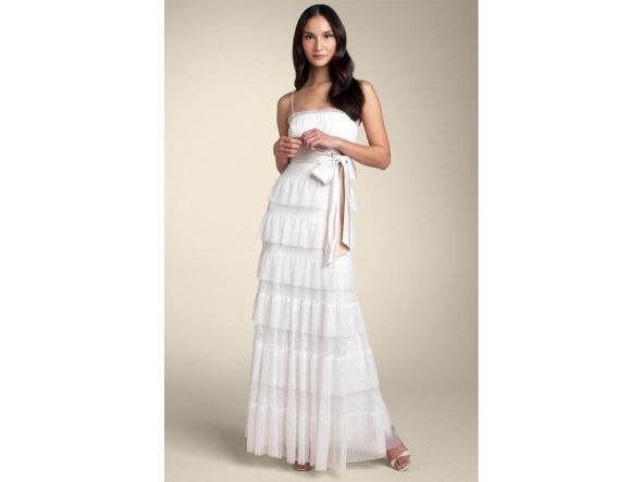 WANTED BCBG Maxazria tulle and lace tiered dress wedding bcbg lace 