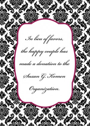 Donation vs. Favor??? : wedding favors donation Favors Sign