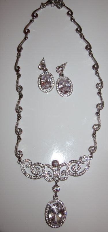 â™¥BIG BLING NECKLACE & EARRINGSâ™¥ MUST SEEâ™¥ :  wedding bling necklace earrings white jewelry 20110125 12