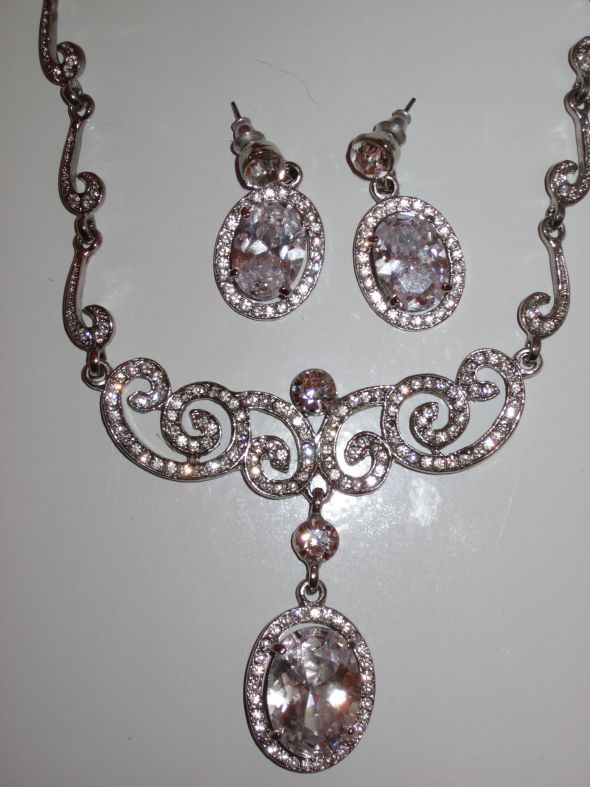 â™¥BIG BLING NECKLACE & EARRINGSâ™¥ MUST SEEâ™¥ :  wedding bling necklace earrings white jewelry 20110125 14