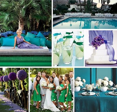 pastel purple and teal wedding colors