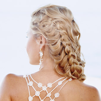 Please post pics of your half up-dos w/ loose curls- : wedding beauty beehive Braided Half Updo