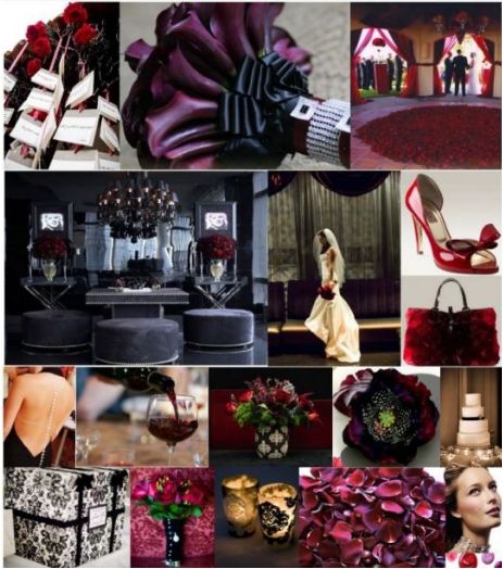  with dark red carpet what color decor wedding Black White Purple 