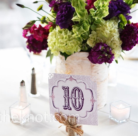 wedding green and purple hydrangea centerpieces