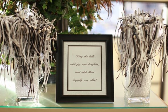They are silver dowels with black white and silver ribbon