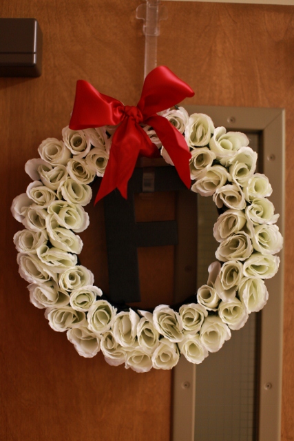 F Wreath wedding f wreath black white red decor ivory ceremony flowers 