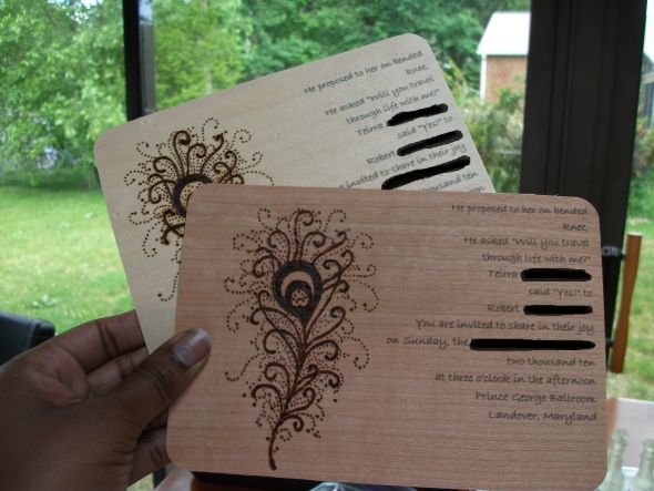 Mrs. Irish P's wood veneer invitations :  wedding Compl