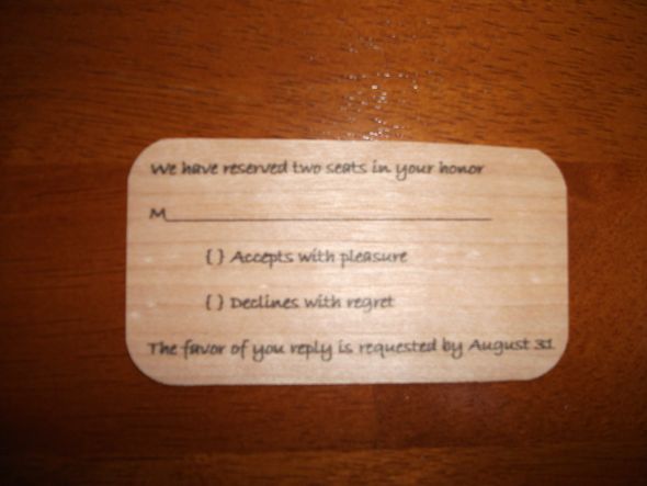 Mrs. Irish P's wood veneer invitations :  wedding Nfc