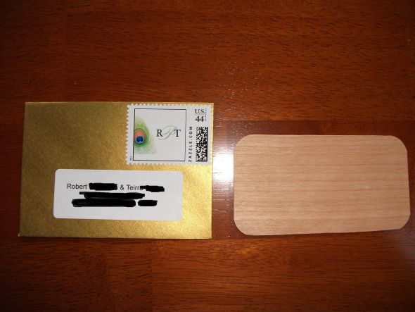 Mrs. Irish P's wood veneer invitations :  wedding Nyj