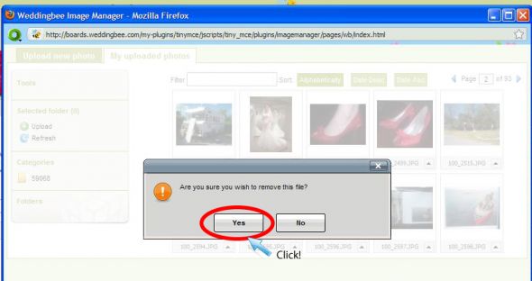 How to delete a photo :  wedding wb tips delete photo 4 Yes
