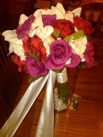 My DIY Bridal Bouquet wedding bride bouquet pink flowers red flowers pink 